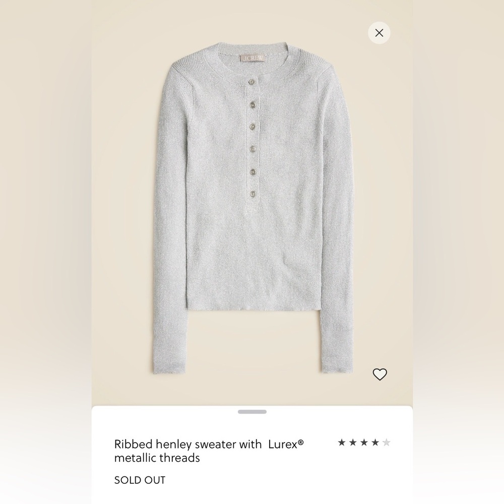 J. Crew Silver Ribbed Henley Sweater
